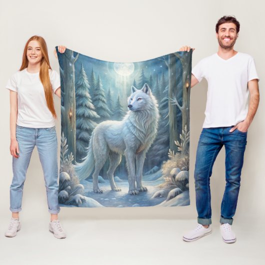 Ein wunderschöner weißer Wolf Fleecedecke (Beispiel)