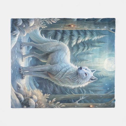 Ein wunderschöner weißer Wolf Fleecedecke (Vorderseite (Horizontal))