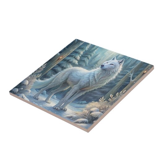 Ein wunderschöner weißer Wolf Fliese (Seite)