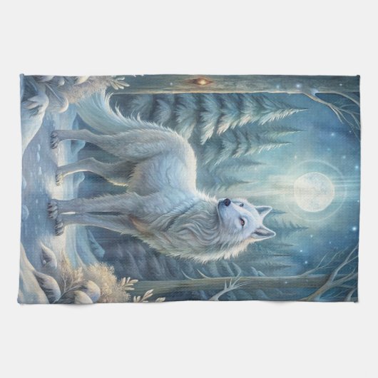 Ein wunderschöner weißer Wolf Geschirrtuch (Horizontal)