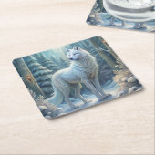 Ein wunderschöner weißer Wolf Rechteckiger Pappuntersetzer (angewinkelt)