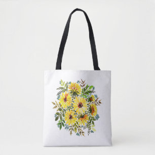 Ein wunderschönes Aquarellbouquet, schöner gelber Tasche