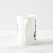 Ein wunderschönes Bouquet von Iris-Blume mit Schri Porzellantasse (Rückseite)