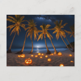 Ein wunderschönes Halloween-Party am Strand Feiertagspostkarte