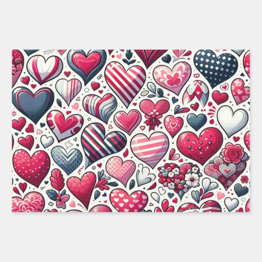 Ein wunderschönes Herz-Valentinstag Geschenkpapier Set (Vorderseite 2)