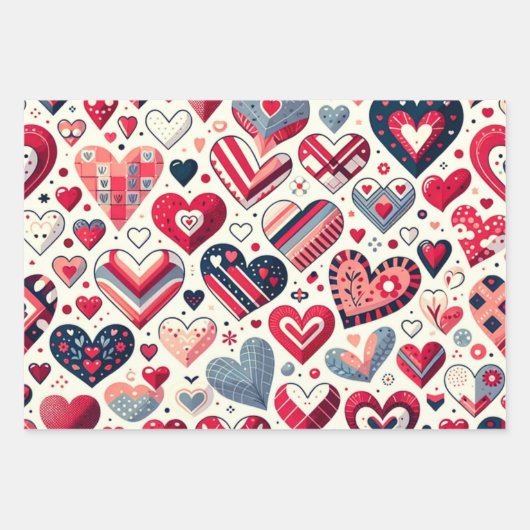 Ein wunderschönes Herz-Valentinstag Geschenkpapier Set (Vorderseite 3)