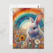 Ein wunderschönes Kaninchen in Wildblumen Postkarte (Vorne/Hinten)