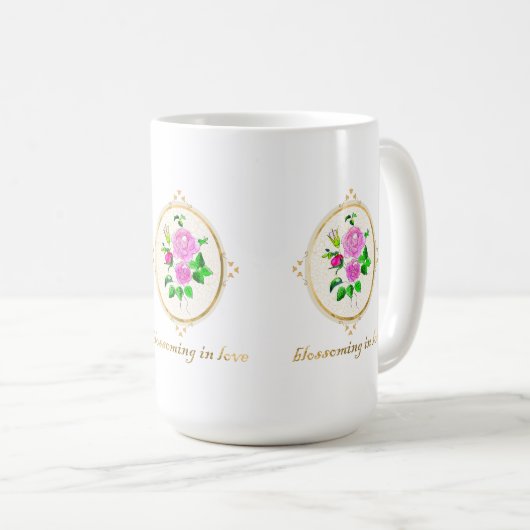 ein wunderschönes Keramik Magazin mit Rose Design Kaffeetasse (VorderseiteRechts)