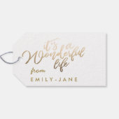 ein wunderschönes Leben Gold Lettern Foil Weihnach Geschenkanhänger (Rückseite Horizontal)