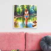 Ein wunderschönes Mädchen in Teichölfarbe Malerei Leinwanddruck (Insitu (Wohnzimmer))