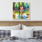 Ein wunderschönes Mädchen in Teichölfarbe Malerei Leinwanddruck (Insitu (Schlafzimmer))