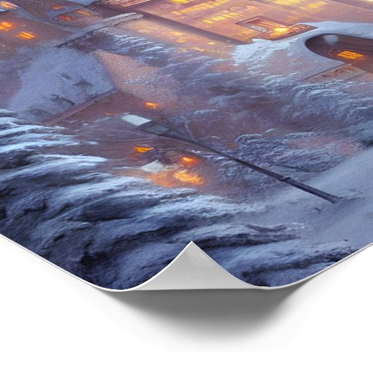 Ein wunderschönes Schloss im Schnee erhellt Poster (Ecke)