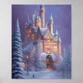 Ein wunderschönes Schloss im Schnee erhellt Poster (Vorne)