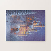 Ein wunderschönes Schloss im Schnee erhellt Puzzle (Horizontal)