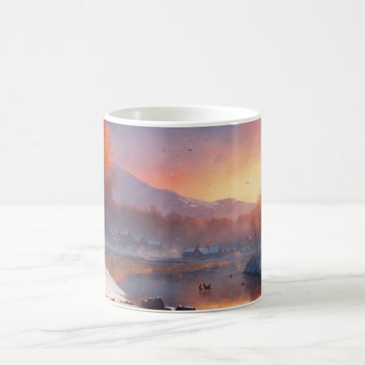 ein wunderschönes und magisches Winter Riverscape Kaffeetasse (Mittel)