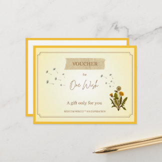'Ein Wunsch' Lustiger Geschenkgutschein Postkarte