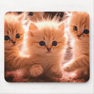 Ein Wurf süßer Kätzchen auf Laptop-Desktop-Tablet Mousepad