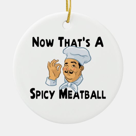 Ein würziges Fleischklöschen Keramikornament (Vorne)