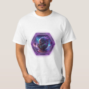 Ein wütender Ghul ist in einem neon-violetten Rahm T-Shirt
