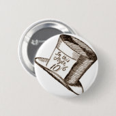 Ein wütender Hutmacher-Hut im Sepia Button (Vorne & Hinten)