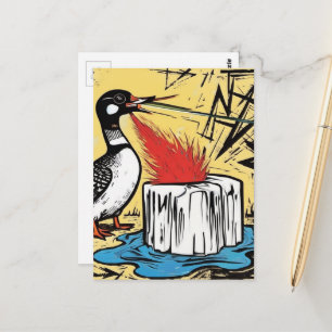 Ein wütender Minnesota-Taucher, der Eis mit Feuer  Postkarte