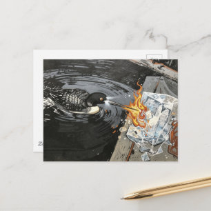 Ein wütender Taucher, der Eis mit Feuer schmilzt Postkarte