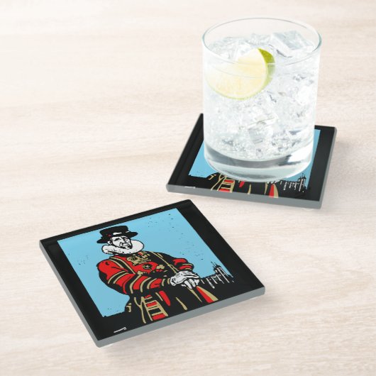 Ein Yeoman Warder oder Beefeater Glasuntersetzer (Schrägansicht)