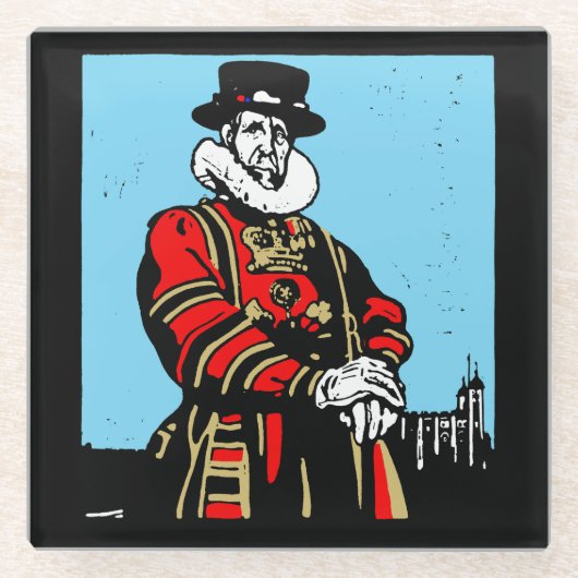 Ein Yeoman Warder oder Beefeater Glasuntersetzer (Vorderseite)