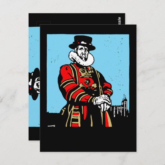 Ein Yeoman Warder oder Beefeater Postkarte (Vorne/Hinten)