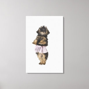 Ein Yorkie-poo Welpe in einem Ballettröckchen auf Leinwanddruck