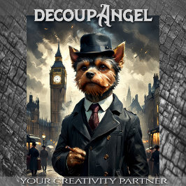 Ein Yorkshire-Hund in London - Decoupage - Seidenpapier