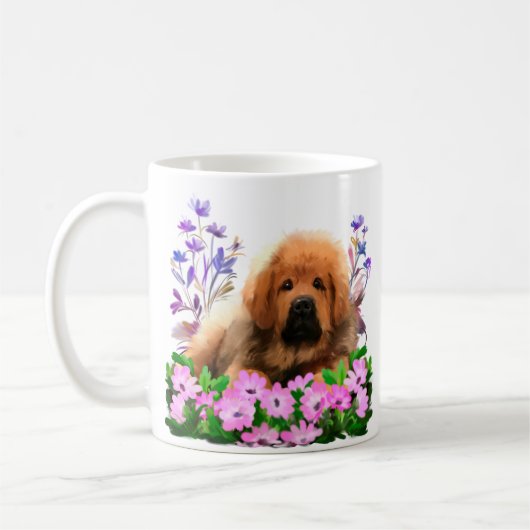 Ein zackiger Mastiff liegt auf dem Boden Kaffeetasse (Links)