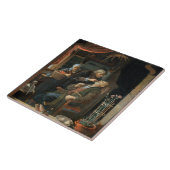 Ein Zahnarzt, der den Zahn eines alten Mannes Fliese (Seite)