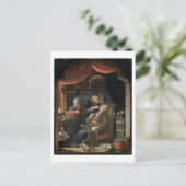 Ein Zahnarzt, der den Zahn eines alten Mannes unte Postkarte (Stehend Vorderseite)