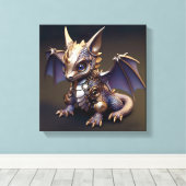 Ein zarter Metal-Baby-Dragon Leinwanddruck (Insitu (Holzboden))