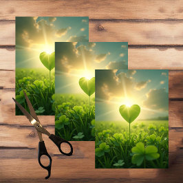 Ein zartes Kleeblatt Herz unter dem Abend Seidenpapier