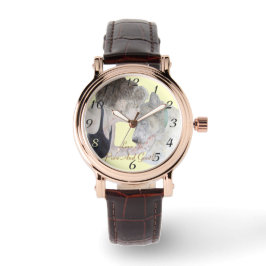 Ein zärtliches zeichn von Mädchen, die sich akita  Armbanduhr