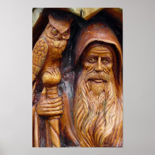 Ein Zauberer und eine Schüssel tauchen aus Höhle a Poster (Vorne)