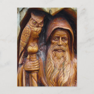 Ein Zauberer und eine Schüssel tauchen aus Höhle a Postkarte