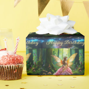 Ein zauberhafter Waldwald mit Märchen zum Geburtst Geschenkpapier