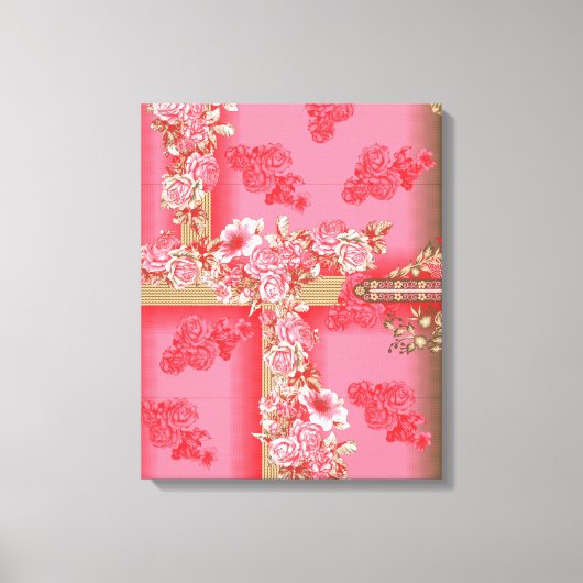 Ein zauberhaftes Blumenmuster in Rosa und Rosa. Leinwanddruck (Vorderseite)