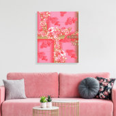 Ein zauberhaftes Blumenmuster in Rosa und Rosa. Leinwanddruck (Insitu (Wohnzimmer))