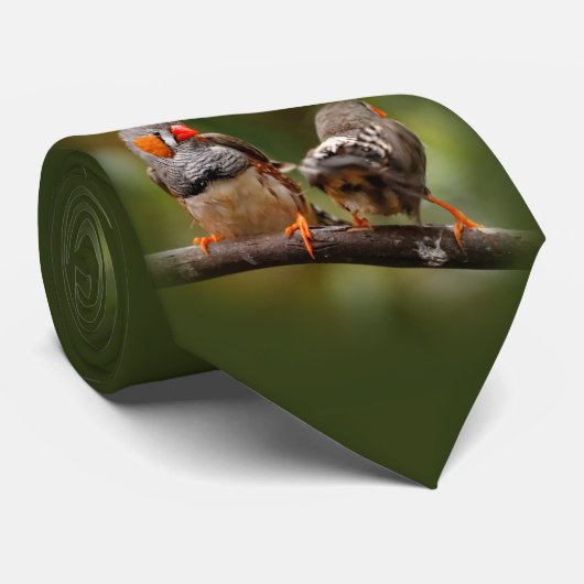 Ein zauberhaftes Paar Zebra Finches Krawatte (Gerollt)