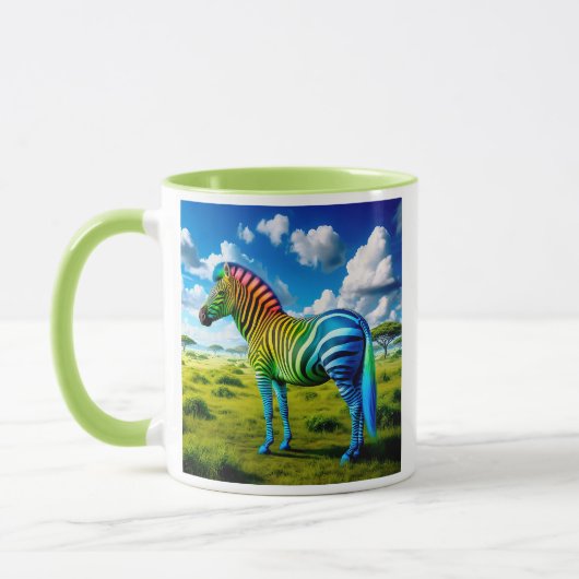 Ein Zebra in den Farben des Regenbogens. Tasse (Links)