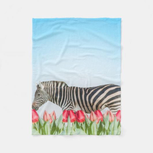 Ein Zebra unter den Tulpen Fleecedecke (Vorderseite)