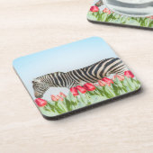 Ein Zebra unter den Tulpen Getränkeuntersetzer (Linke Seite)