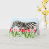 Ein Zebra unter den Tulpen Karte (Gelbe Blume)