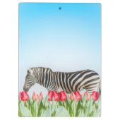 Ein Zebra unter den Tulpen Klemmbrett (Rückseite)