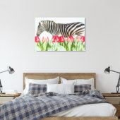 Ein Zebra unter den Tulpen Leinwanddruck (Insitu (Schlafzimmer))