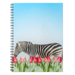 Ein Zebra unter den Tulpen Notizblock